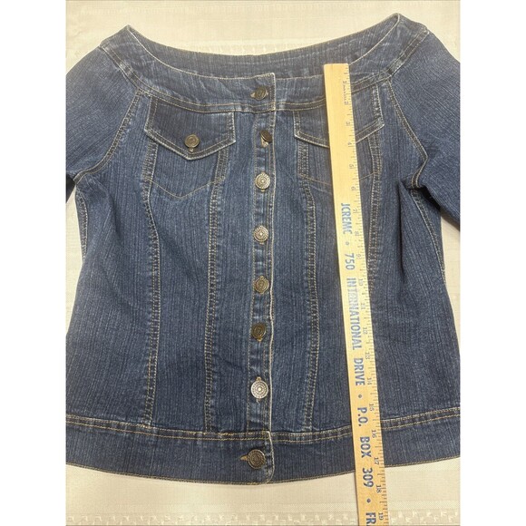 Soft Surroundings - Denim Stylish Jacket - Size M- Dark Wash-Scoop Neck - Picture 5 of 9